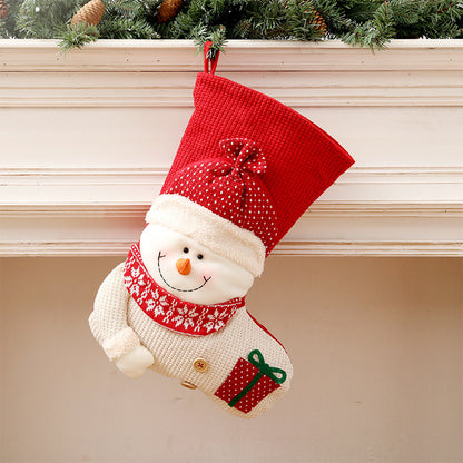 Red White Knitted Christmas Stocking