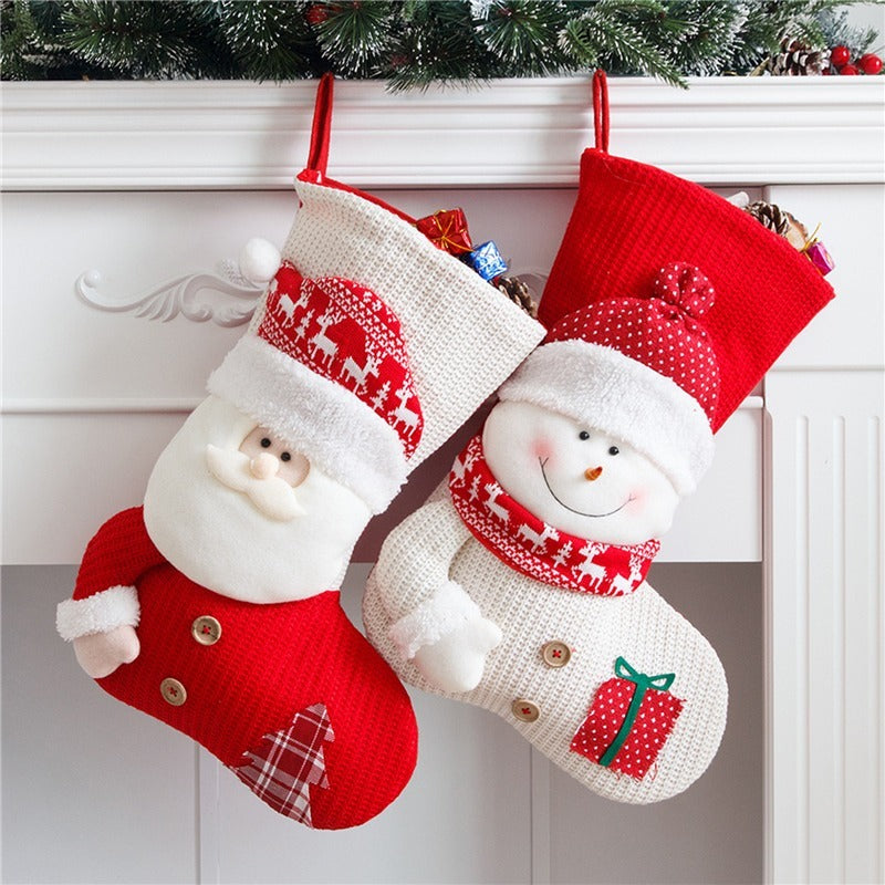 Red White Knitted Christmas Stocking