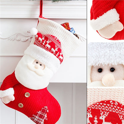 Red White Knitted Christmas Stocking