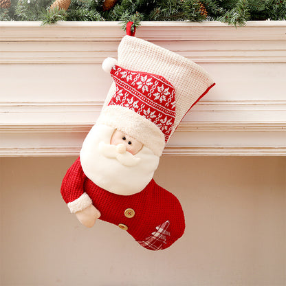 Red White Knitted Christmas Stocking