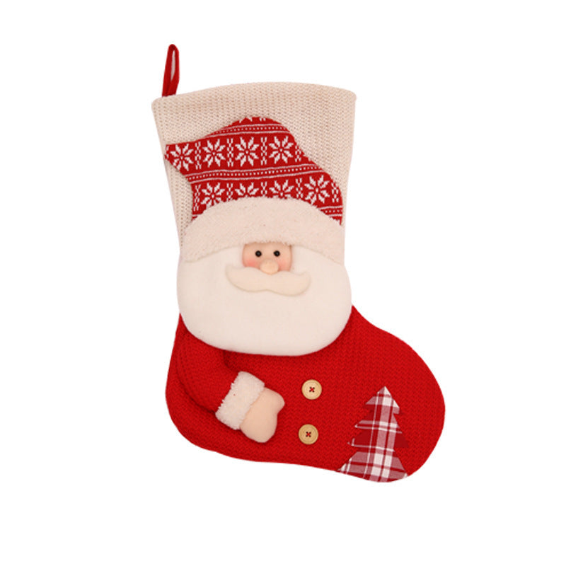 Red White Knitted Christmas Stocking