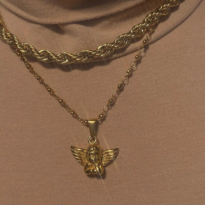 Bohemia Multilayer Cherub Chain Necklace