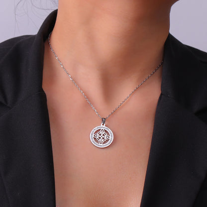 Stainless Steel Zircon Pendant Necklace