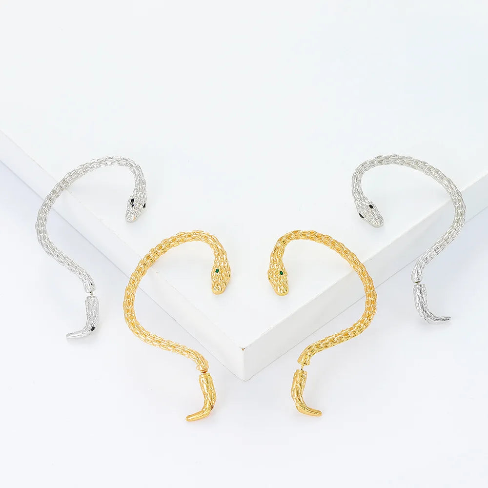 Gold Plated Snake Zircon Earrings