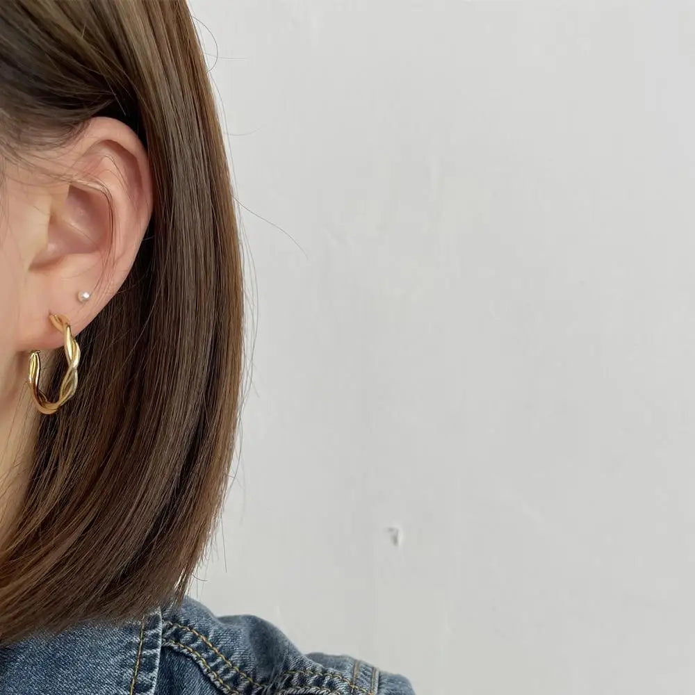 Simple Golden Braid Earrings