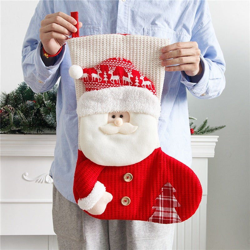 Red White Knitted Christmas Stocking